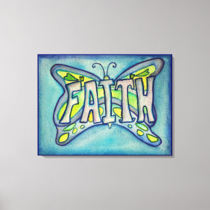 Faith Ord Blue Butterfly Painting Canvas Artwork