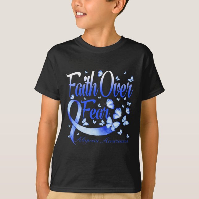 Faith over Fear Alopecia Awareness Butterfly T Shirt (Framsida)