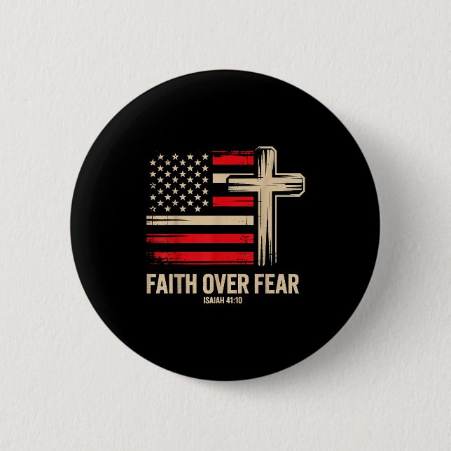Faith Over Fear American Flag  Knapp (Framsida)
