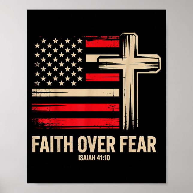 Faith Over Fear American Flag  Poster (Framsidan)