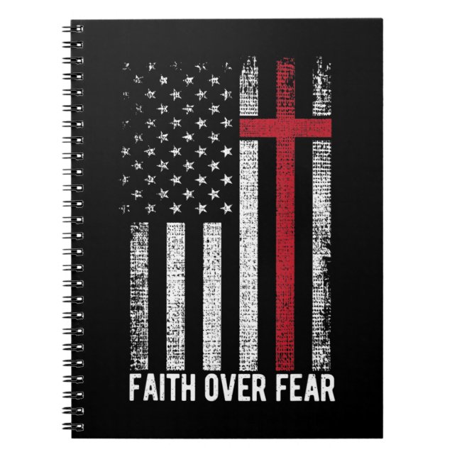 Faith over Fear American USA flagga Christian Kor Anteckningsbok (Framsidan)