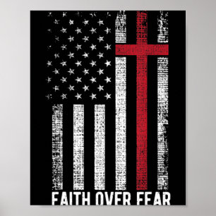 Faith over Fear American USA flagga Christian Kor Poster