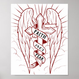 Faith over Fear Angel Vingar & Kor Christian Art Poster