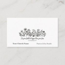 Faith over Fear Bible Verse Floral Doodle Church Visitkort