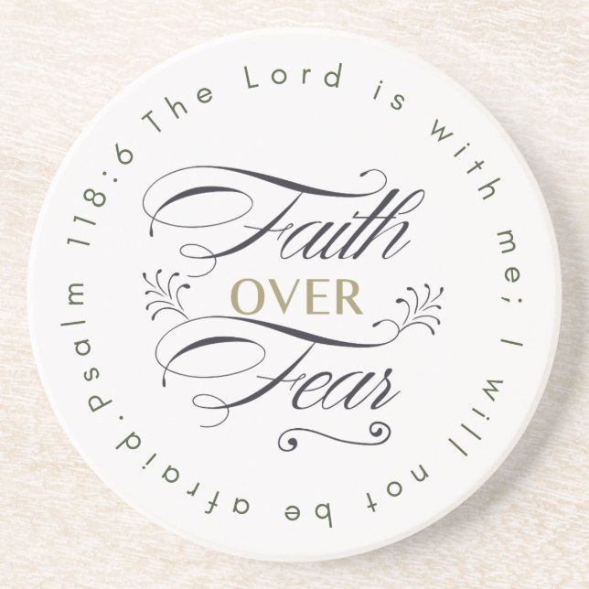 Faith over Fear Bible Verse Motivational Underlägg (Framsidan)