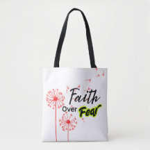 Faith over Fear Bible Verse Tote Bag - Christian I