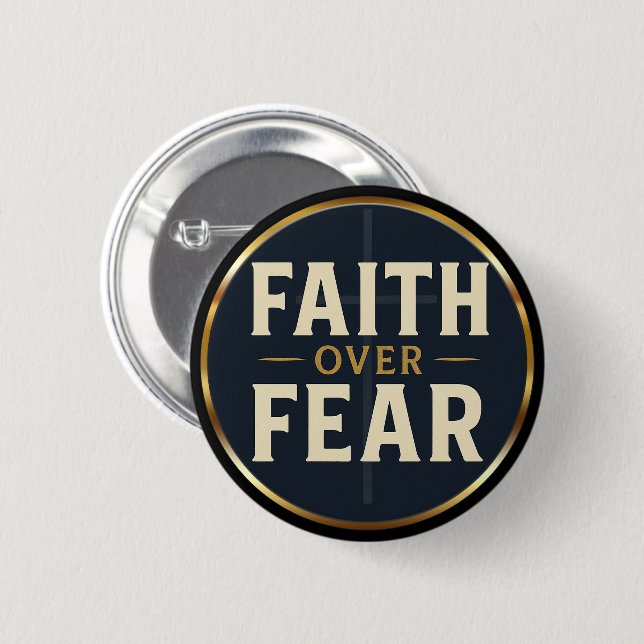 Faith Over Fear Black & Gold Christian Quote  Knapp (Framsida & baksida)