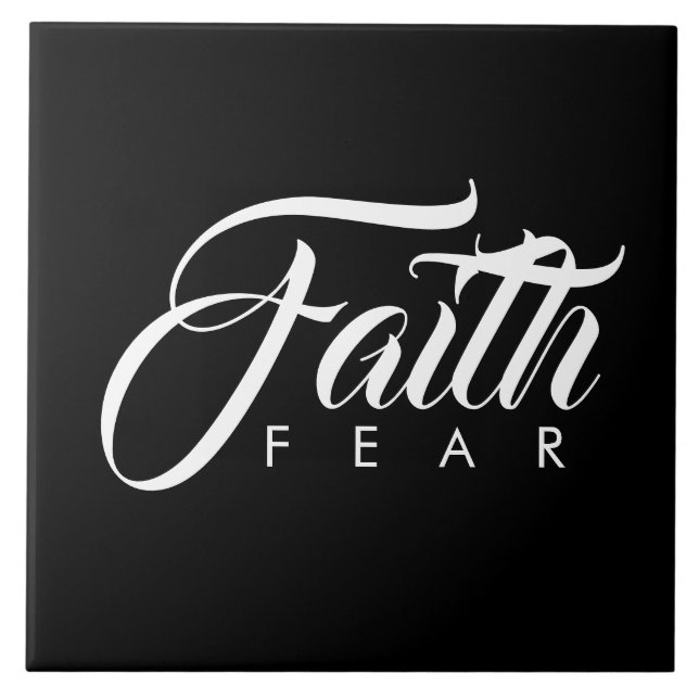 Faith over Fear Black Kakelplatta (Framsidan)
