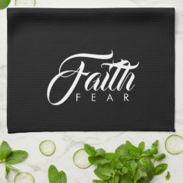 Faith over Fear Black Kökshandduk