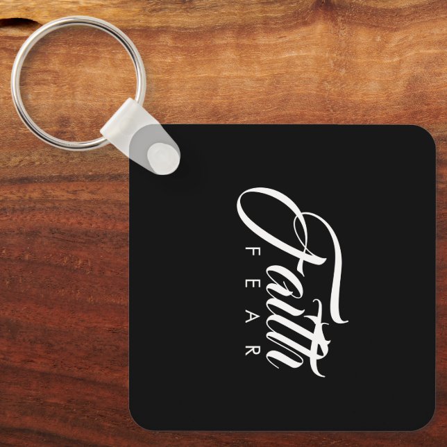 Faith over Fear Black Nyckelring (Framsida)