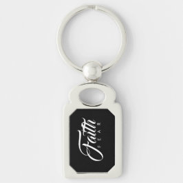 Faith over Fear Black Rektangulärt Silverfärgad Nyckelring