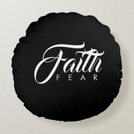 Faith over Fear Black Rund Kudde