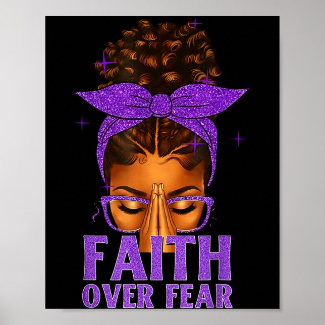 Faith Over Fear Black Women Afro Christian African Poster (Framsidan)