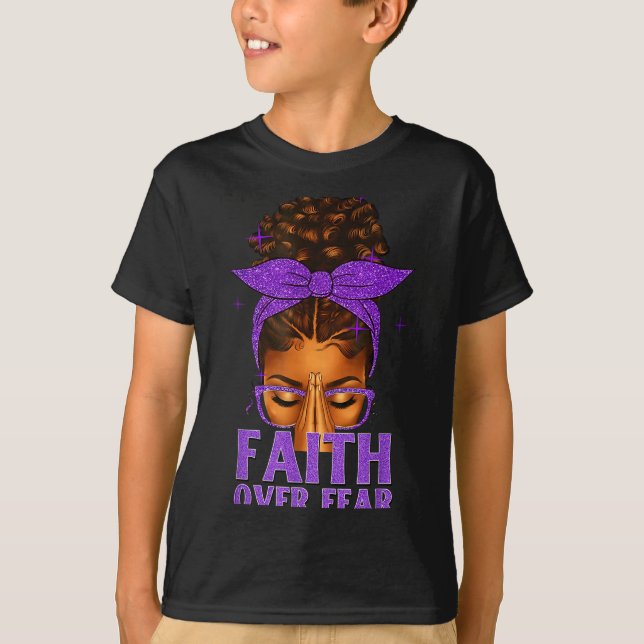 Faith Over Fear Black Women Afro Christian African T Shirt (Framsida)