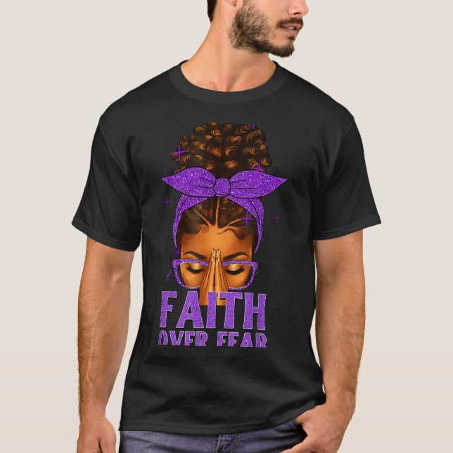 Faith Over Fear Black Women Afro Christian African T Shirt (Framsida)