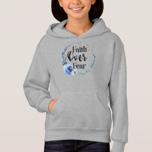 Faith over Fear Blue Blommigt T Shirt