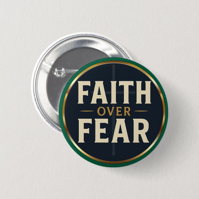 Faith Over Fear Bold Christian Quote  Knapp (Framsida & baksida)
