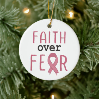 Faith Over Fear Breast Cancer Awareness Julgransprydnad Keramik