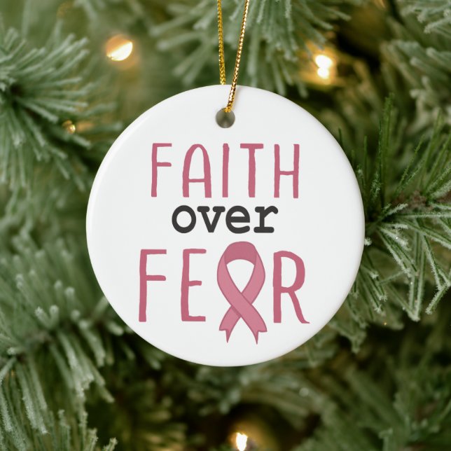 Faith Over Fear Breast Cancer Awareness Julgransprydnad Keramik (Träd)