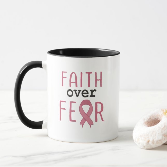 Faith Over Fear Breast Cancer Awareness Mugg (Med munk)