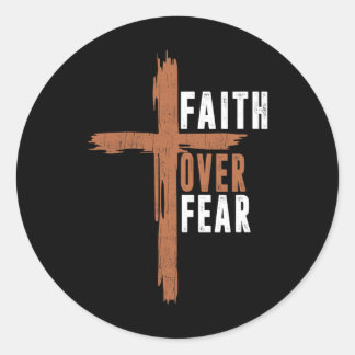 Faith Over Fear Christ Christian-shirt Cross Easte Runt Klistermärke