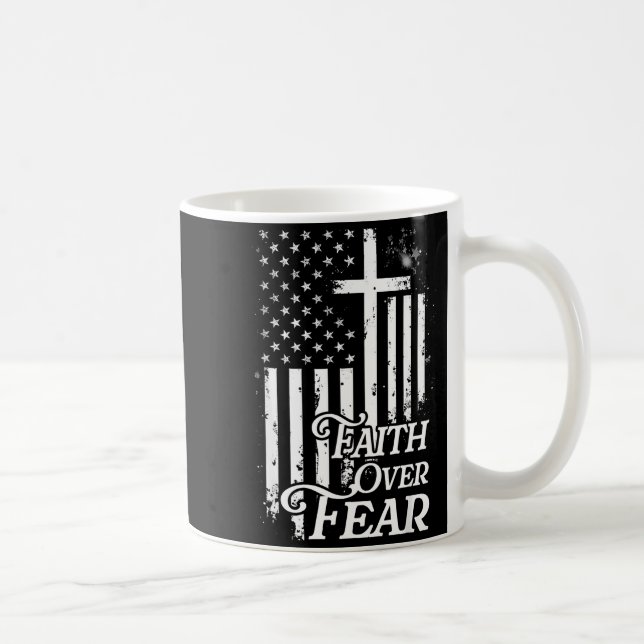 Faith Over Fear Christian American Flag Religious  Kaffemugg (Höger)