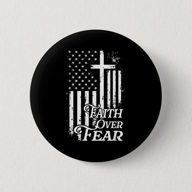 Faith Over Fear Christian American Flag Religious  Knapp (Framsida)