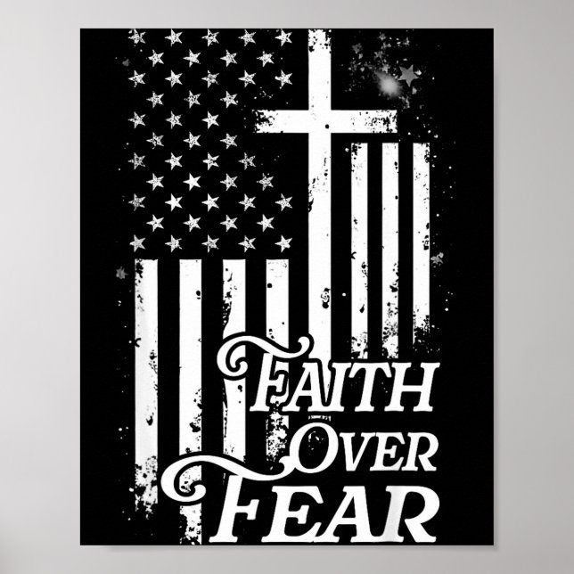Faith Over Fear Christian American Flag Religious  Poster (Framsidan)