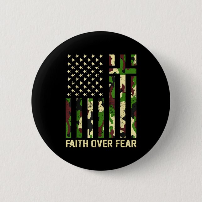 Faith Over Fear Christian Americn Flag Camouflage  Knapp (Framsida)