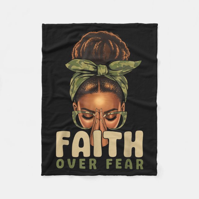 Faith Over Fear Christian Camo African American Af Fleecefilt (Framsidan)