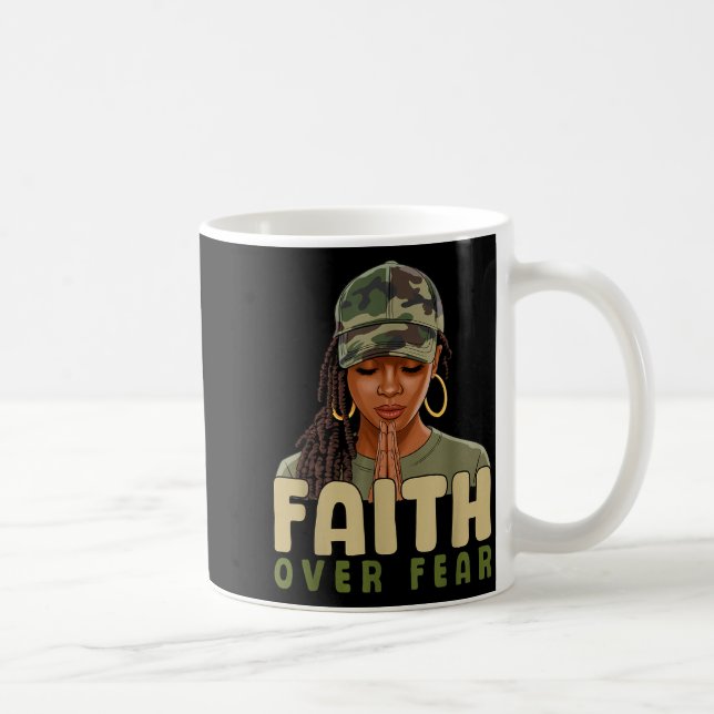 Faith Over Fear Christian Camo African American Af Kaffemugg (Höger)