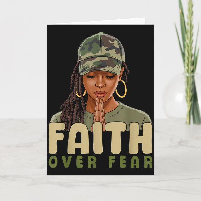 Faith Over Fear Christian Camo African American Af Kort (Framsida)