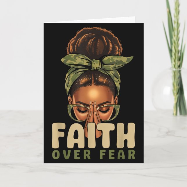 Faith Over Fear Christian Camo African American Af Kort (Framsida)
