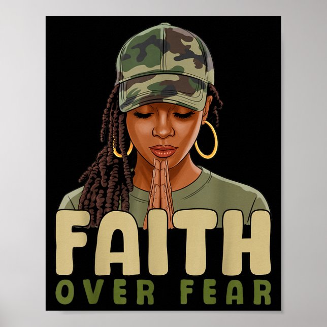 Faith Over Fear Christian Camo African American Af Poster (Framsidan)