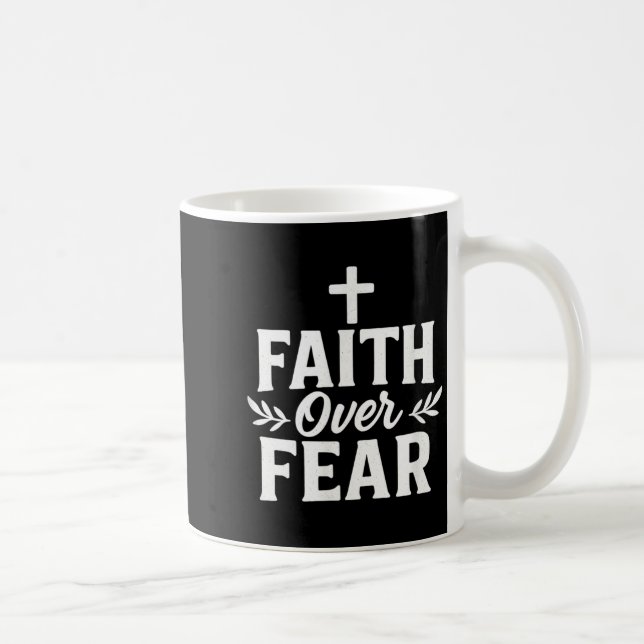 Faith Over Fear Christian Motivational Bible Verse Kaffemugg (Höger)
