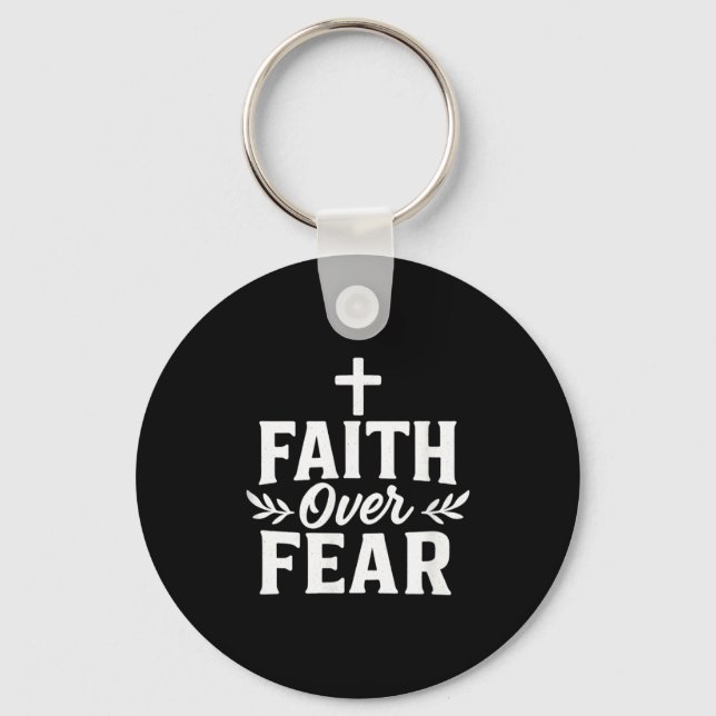 Faith Over Fear Christian Motivational Bible Verse Nyckelring (Framsida)