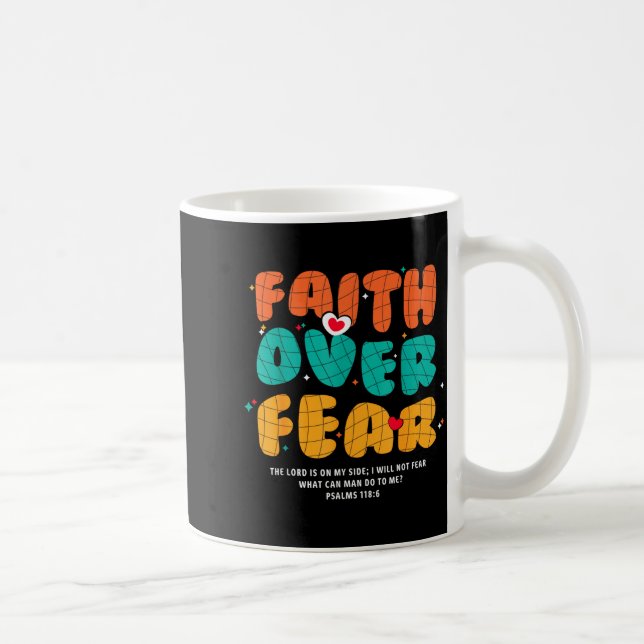 Faith Over Fear Christian Religious Groovy Men Wom Kaffemugg (Höger)