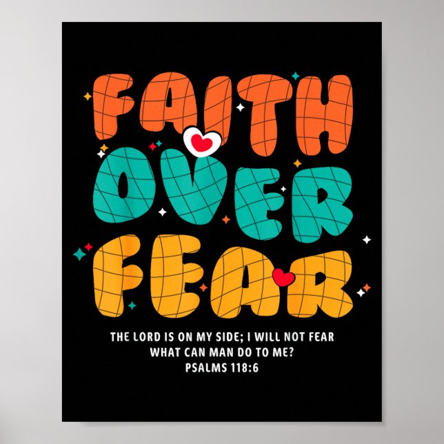 Faith Over Fear Christian Religious Groovy Men Wom Poster (Framsidan)