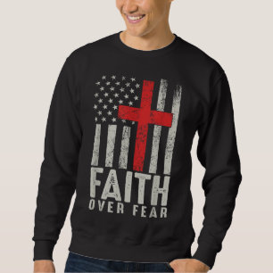 Faith over Fear Coola American USA flagga Christia Lång Ärmad Tröja