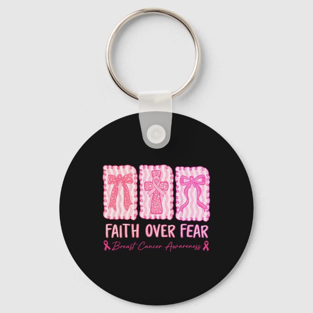 Faith over Fear Coquette Bow Play Breast Cancer A Nyckelring (Framsida)