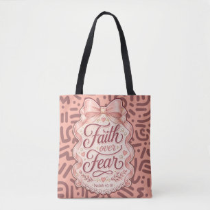 Faith Over Fear Coquette Kristet Canvas Einkaufsta Tygkasse