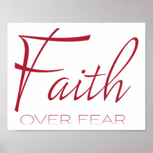 Faith over Fear Encourtage in Red Poster