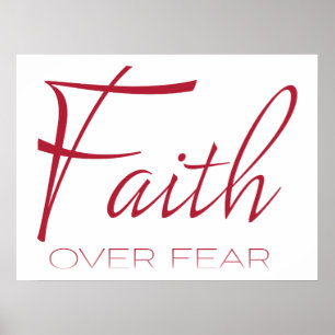 Faith over Fear Encourtage in Red Poster