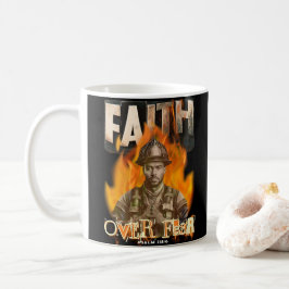 Faith over Fear Firefighter Christian Faith Kaffemugg