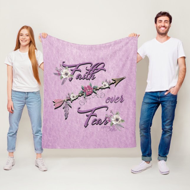 Faith over Fear Fleece Blanket (På plats)
