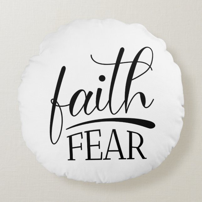 Faith over Fear Gospel Graphics Berömd Christian Rund Kudde (Framsidan)