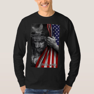 Faith over Fear Gud Jesus Christian Flagga Funny 4 T Shirt