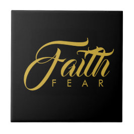 Faith over Fear Guld and Black Kakelplatta