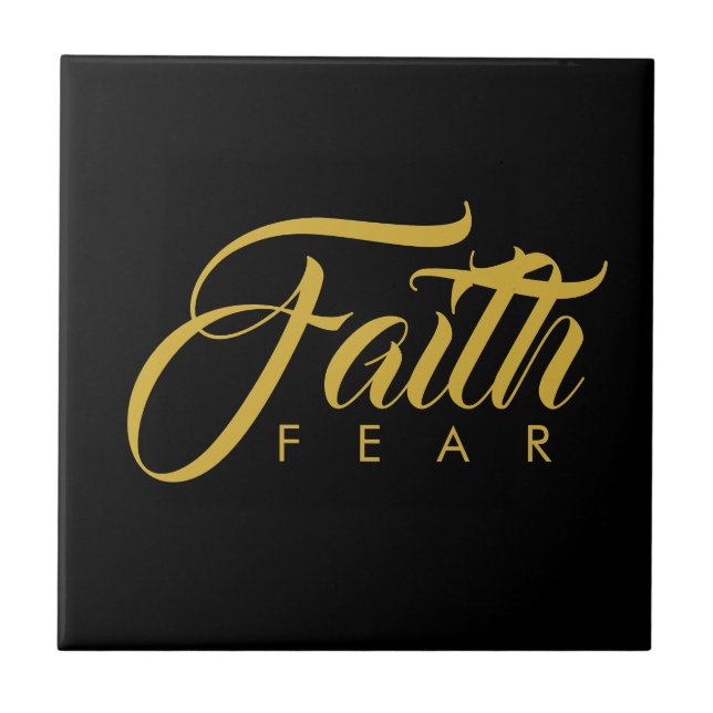Faith over Fear Guld and Black Kakelplatta (Framsidan)