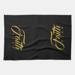 Faith over Fear Guld and Black Kökshandduk